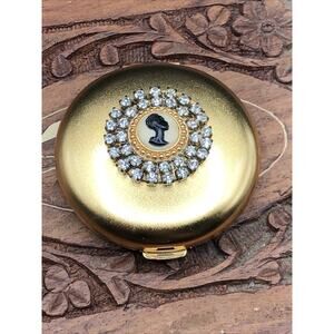Vintage African American Cameo Gold Tone Make-up Mirror RARE